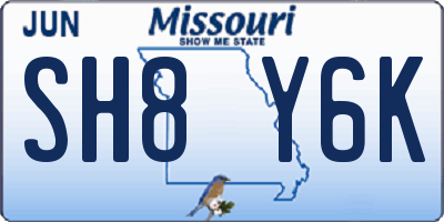 MO license plate SH8Y6K
