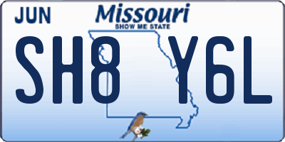 MO license plate SH8Y6L