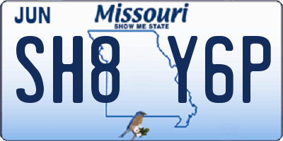 MO license plate SH8Y6P