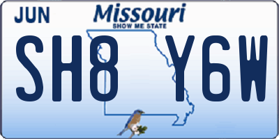 MO license plate SH8Y6W