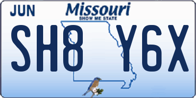 MO license plate SH8Y6X