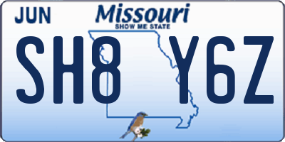 MO license plate SH8Y6Z
