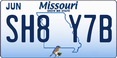 MO license plate SH8Y7B