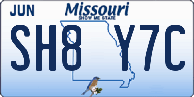 MO license plate SH8Y7C