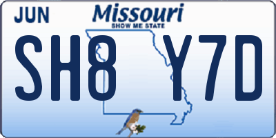 MO license plate SH8Y7D