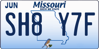 MO license plate SH8Y7F