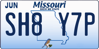 MO license plate SH8Y7P