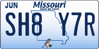 MO license plate SH8Y7R