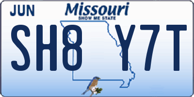 MO license plate SH8Y7T