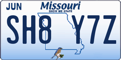 MO license plate SH8Y7Z