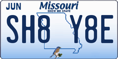 MO license plate SH8Y8E