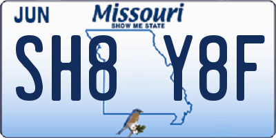 MO license plate SH8Y8F