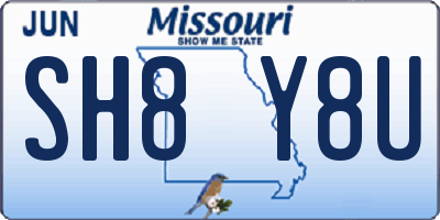 MO license plate SH8Y8U