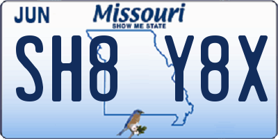MO license plate SH8Y8X