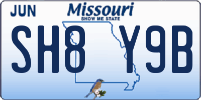 MO license plate SH8Y9B