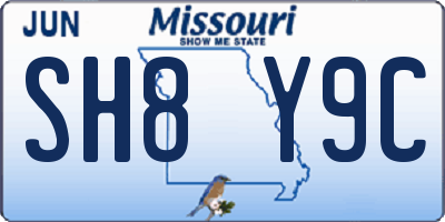 MO license plate SH8Y9C