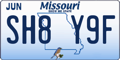 MO license plate SH8Y9F