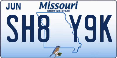 MO license plate SH8Y9K