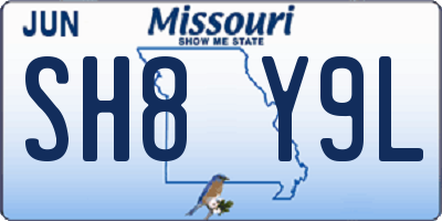 MO license plate SH8Y9L