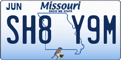 MO license plate SH8Y9M