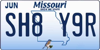 MO license plate SH8Y9R