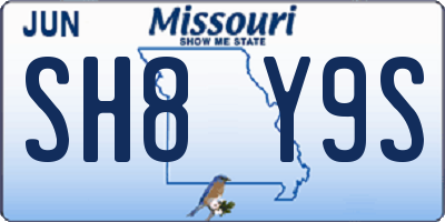 MO license plate SH8Y9S