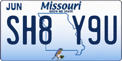 MO license plate SH8Y9U