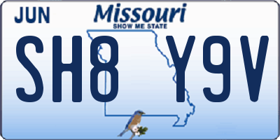 MO license plate SH8Y9V