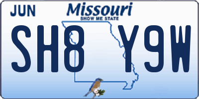 MO license plate SH8Y9W