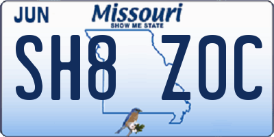 MO license plate SH8Z0C