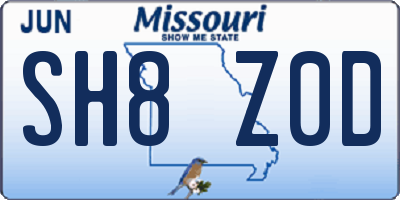 MO license plate SH8Z0D