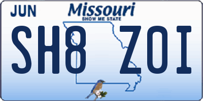 MO license plate SH8Z0I