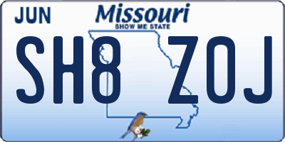 MO license plate SH8Z0J
