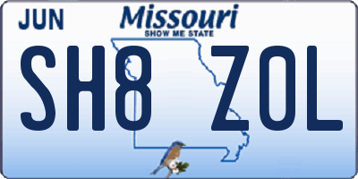 MO license plate SH8Z0L