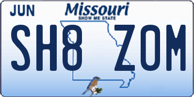 MO license plate SH8Z0M