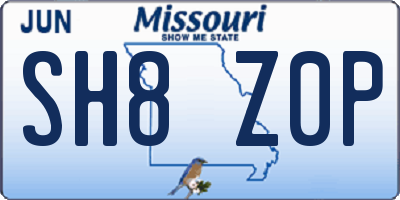 MO license plate SH8Z0P