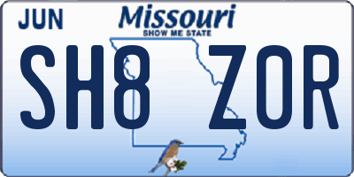 MO license plate SH8Z0R