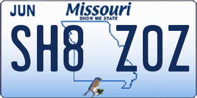 MO license plate SH8Z0Z