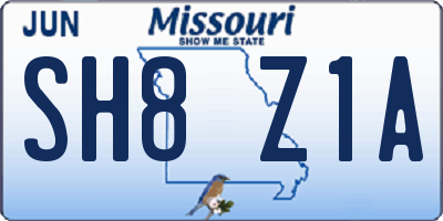 MO license plate SH8Z1A