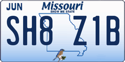 MO license plate SH8Z1B
