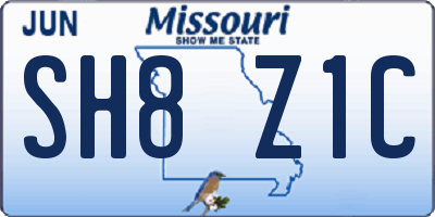 MO license plate SH8Z1C