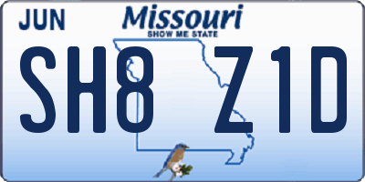 MO license plate SH8Z1D