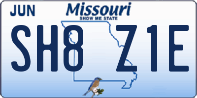 MO license plate SH8Z1E