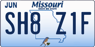 MO license plate SH8Z1F