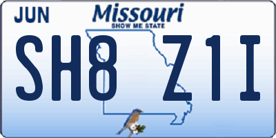 MO license plate SH8Z1I