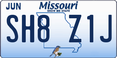 MO license plate SH8Z1J