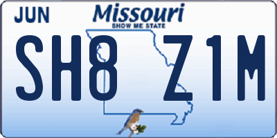 MO license plate SH8Z1M
