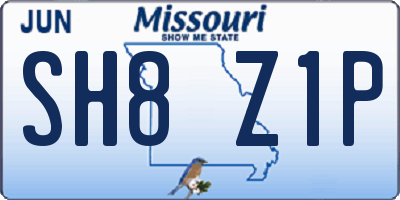 MO license plate SH8Z1P