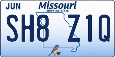 MO license plate SH8Z1Q
