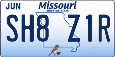 MO license plate SH8Z1R